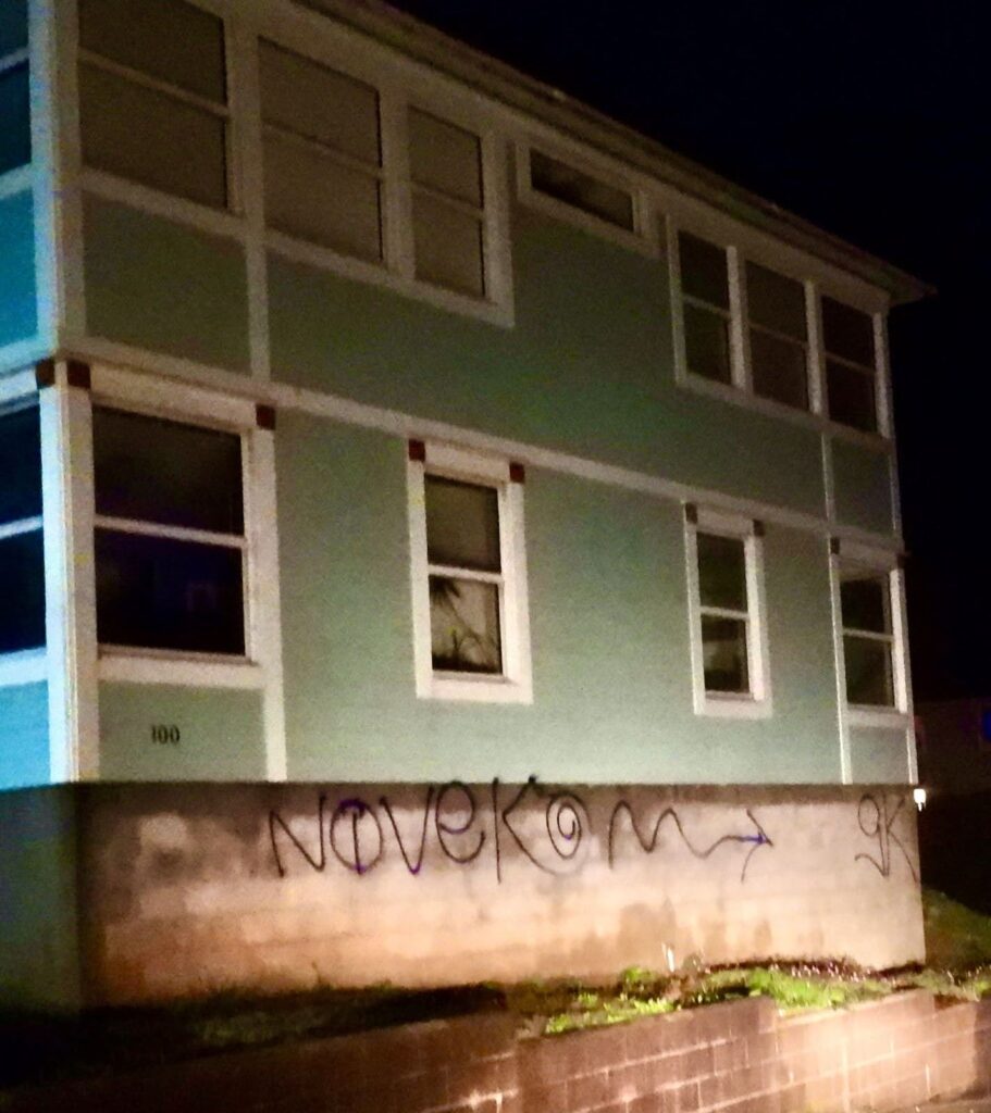 Graffiti tagged on Fort Bragg building