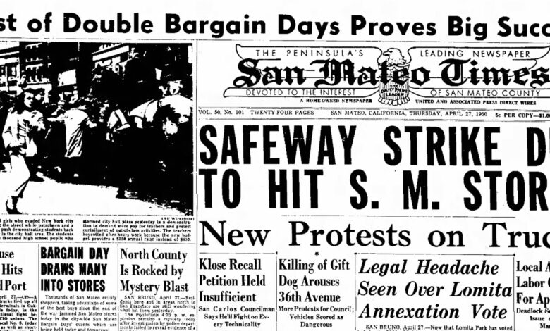 UPDATE- SAFEWAY STRIKE CALLED OFF, DEAL MADE SUNDAY. Fort Bragg Safeway was brand new when 1938 strike hit. Unfair! Past century has see dozens strikes and ‘almost’ strikes in ever changing economic landscape UPDATE- SAFEWAY STRIKE CALLED OFF, DEAL MADE SUNDAY. Fort Bragg Safeway was brand new when 1938 strike hit. Unfair! Past century has see dozens strikes and ‘almost’ strikes in ever changing economic landscape
